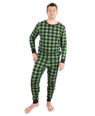 Men’s Big & Tall Two Piece Cotton Plaid Holiday Pajamas by LEVERET