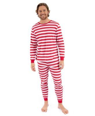 Men’s Big & Tall Two Piece Cotton Striped Holiday Pajamas by LEVERET