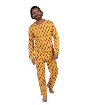Men's Matching Family Two Piece Cotton Long Sleeve Loose Fit Pajamas by LEVERET