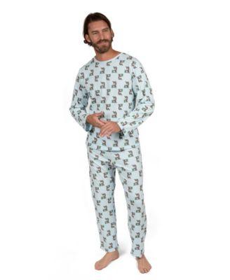 Men's Matching Family Two Piece Cotton Long Sleeve Loose Fit Pajamas by LEVERET