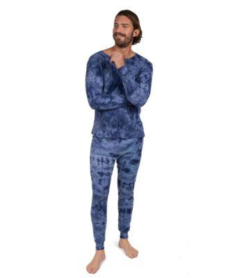 Men's Matching Family Two Piece Cotton Long Sleeve Tie Dye Pajamas by LEVERET