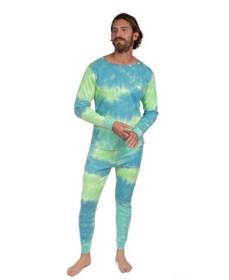 Men's Matching Family Two Piece Cotton Long Sleeve Tie Dye Pajamas by LEVERET