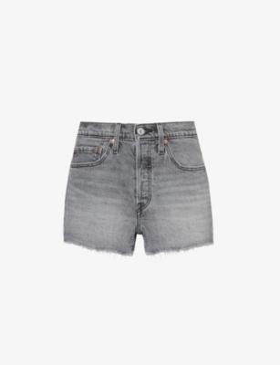 501 Original faded-wash stretch-denim shorts by LEVIS