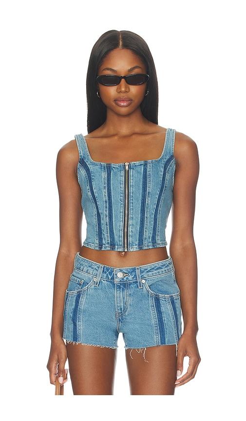 LEVI'S Seamed Zip Bustier in Blue by LEVIS