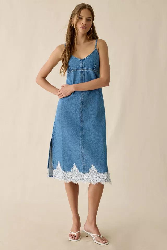 Levi’s® '90s Denim Lace Trim Slip Midi Dress by LEVIS