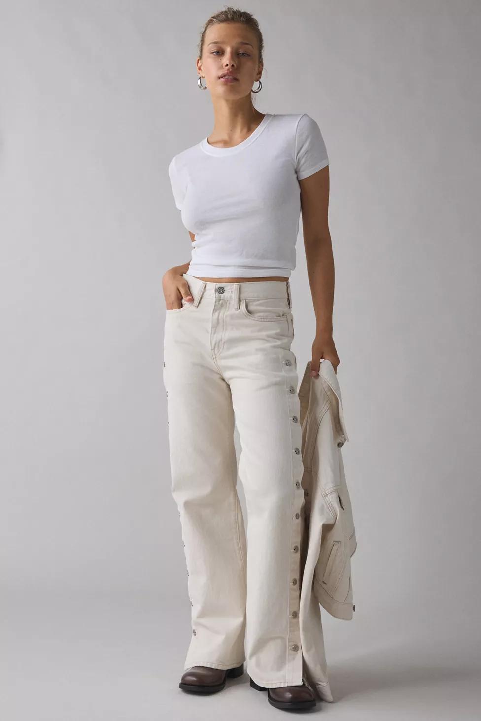 Levi’s® Blue Tab Shank Button Detail Mid-Rise Wide Leg Jeans by LEVIS