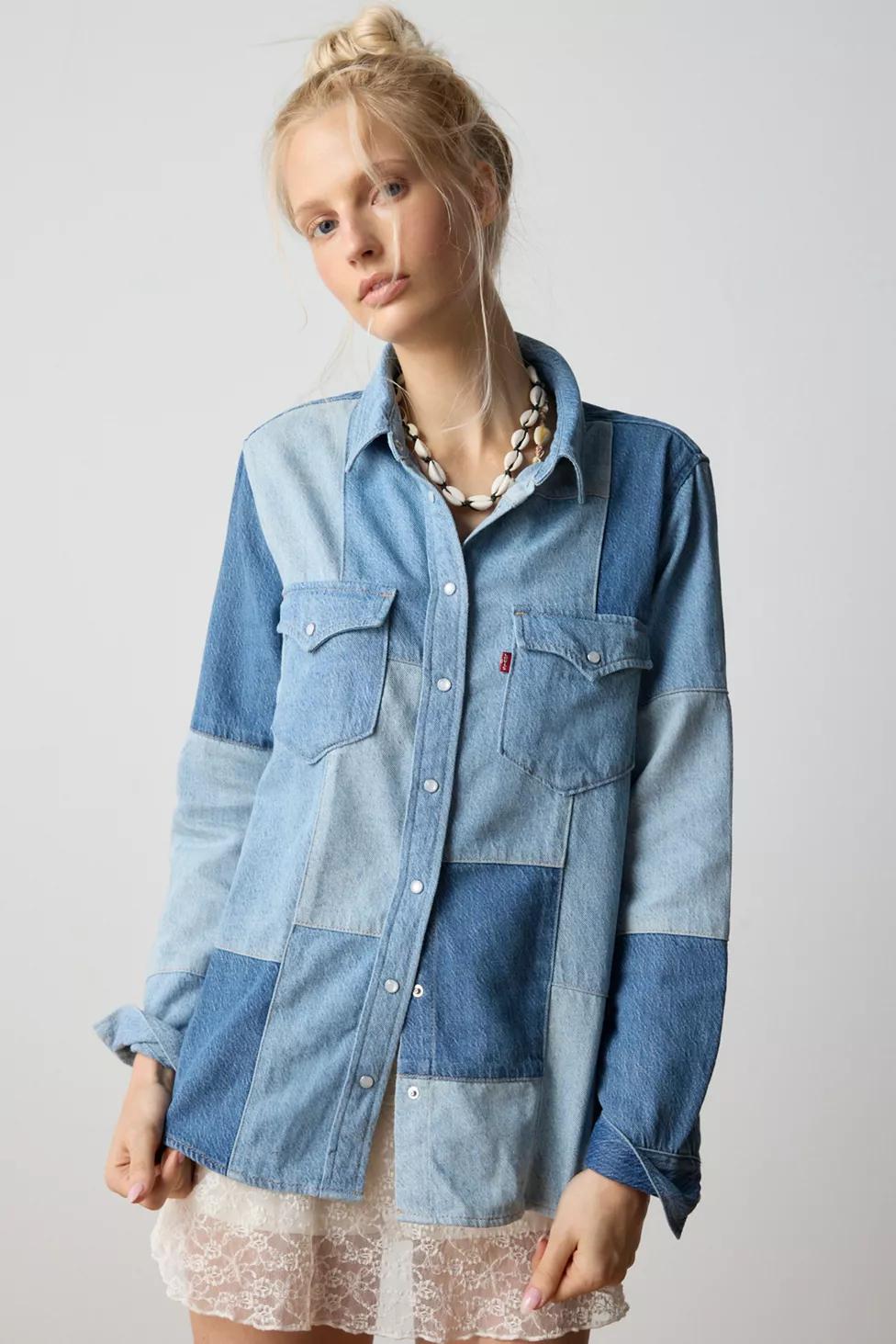 Levi's® Iconic Western Yoke Patchwork Denim Snap-Front Shirt by LEVIS
