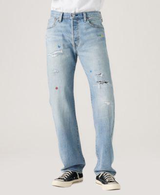Men's 501 Straight-Fit Button Fly Stretch Jeans by LEVIS