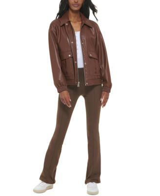 Women's Faux-Leather Relaxed Dad Bomber Jacket by LEVIS Women's Faux-Leather Relaxed Dad Bomber Jacket by LEVIS