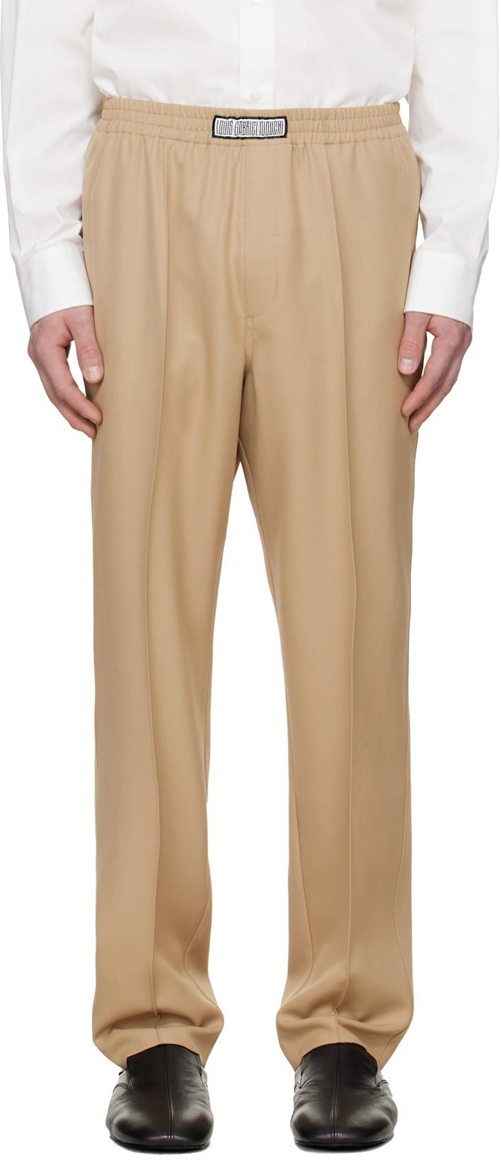 Beige Wool Jogging Track Pants by LGN LOUIS GABRIEL NOUCHI