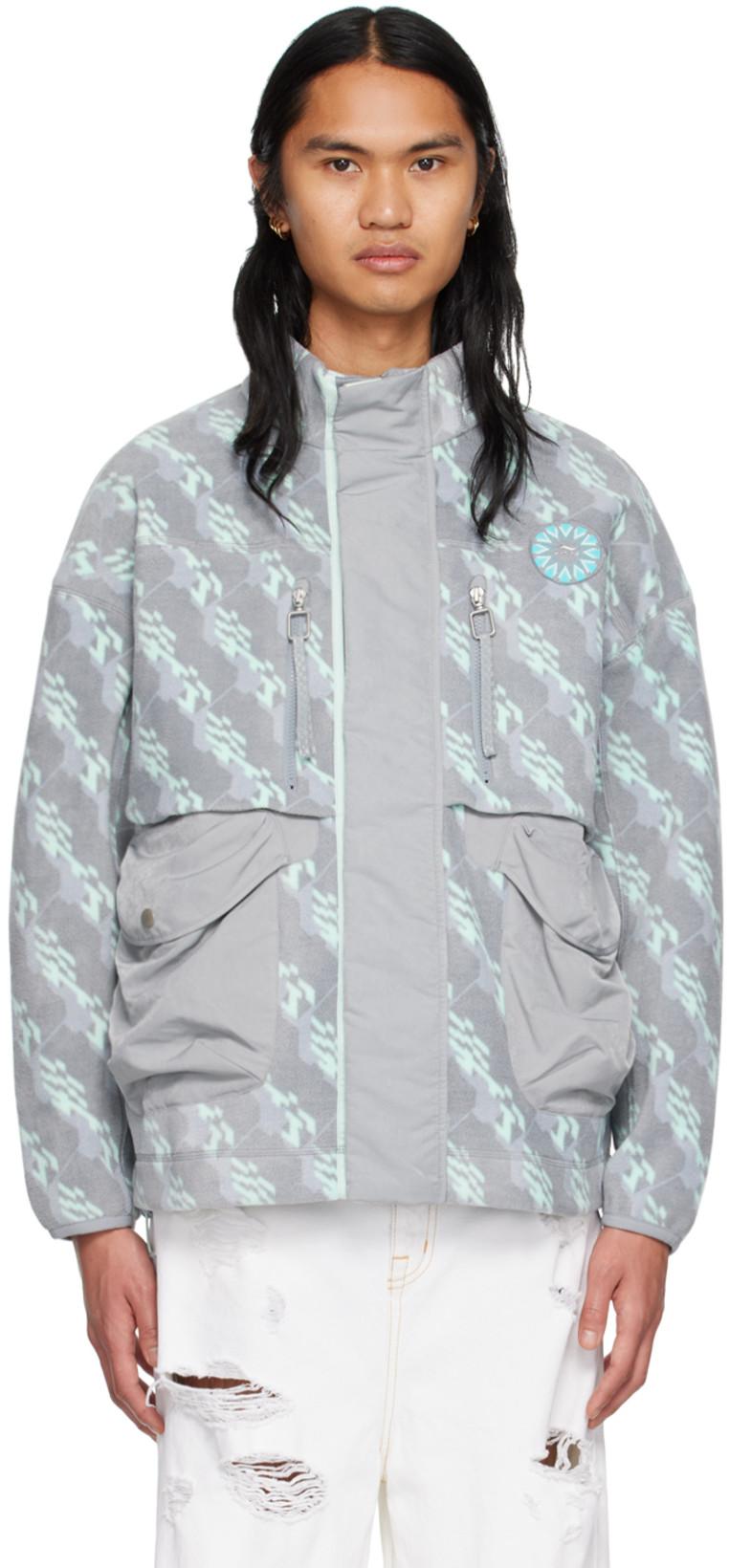 Gray Printed Jacket by LI-NING