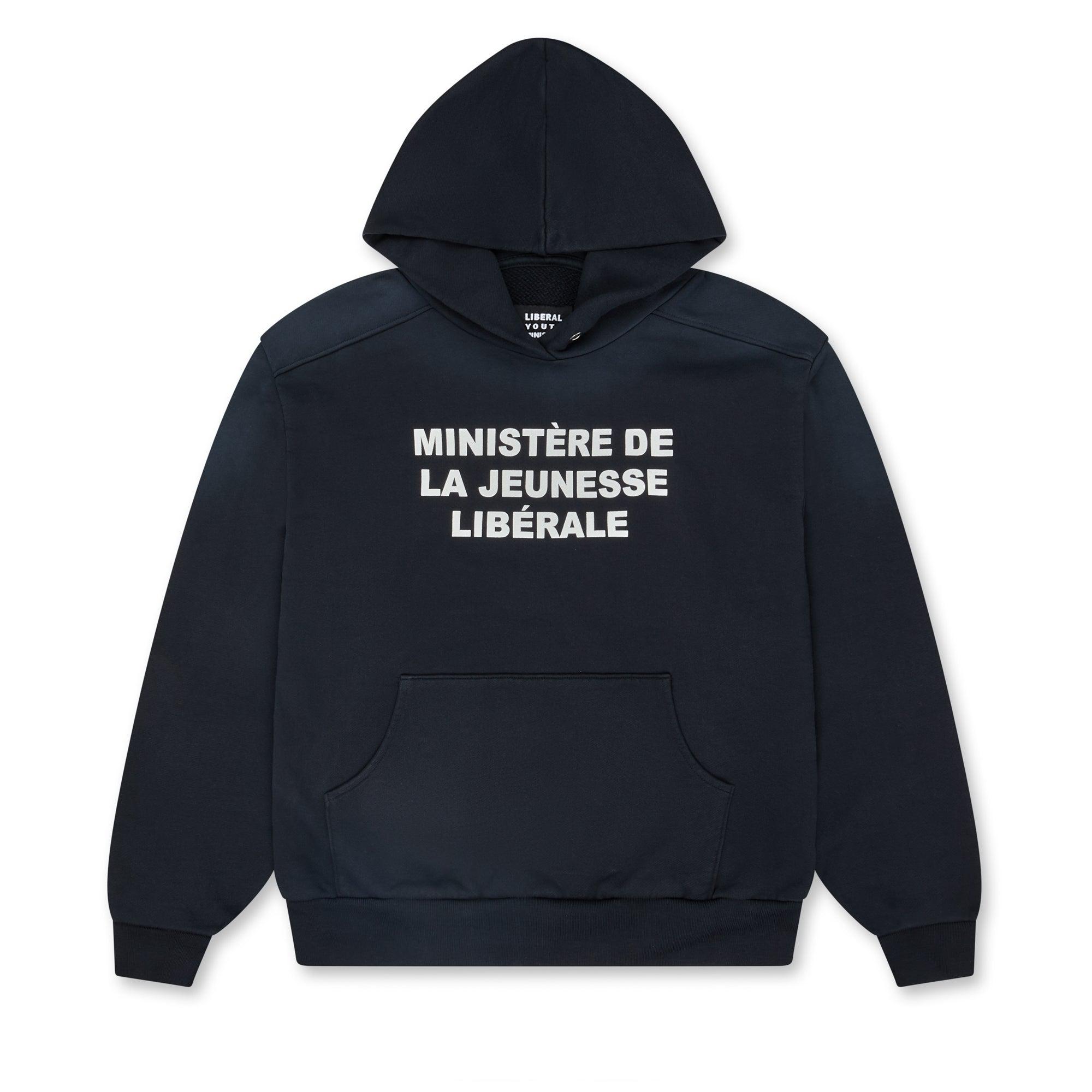 Liberal Youth Ministry - Men’s Raglan Logo Hood - (Black) by LIBERAL YOUTH MINISTRY