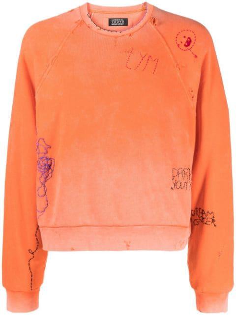 distressed-effect embroidered sweatshirt by LIBERAL YOUTH MINISTRY