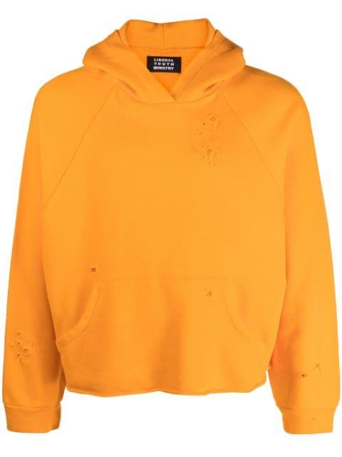 distressed-finish cropped hoodie by LIBERAL YOUTH MINISTRY