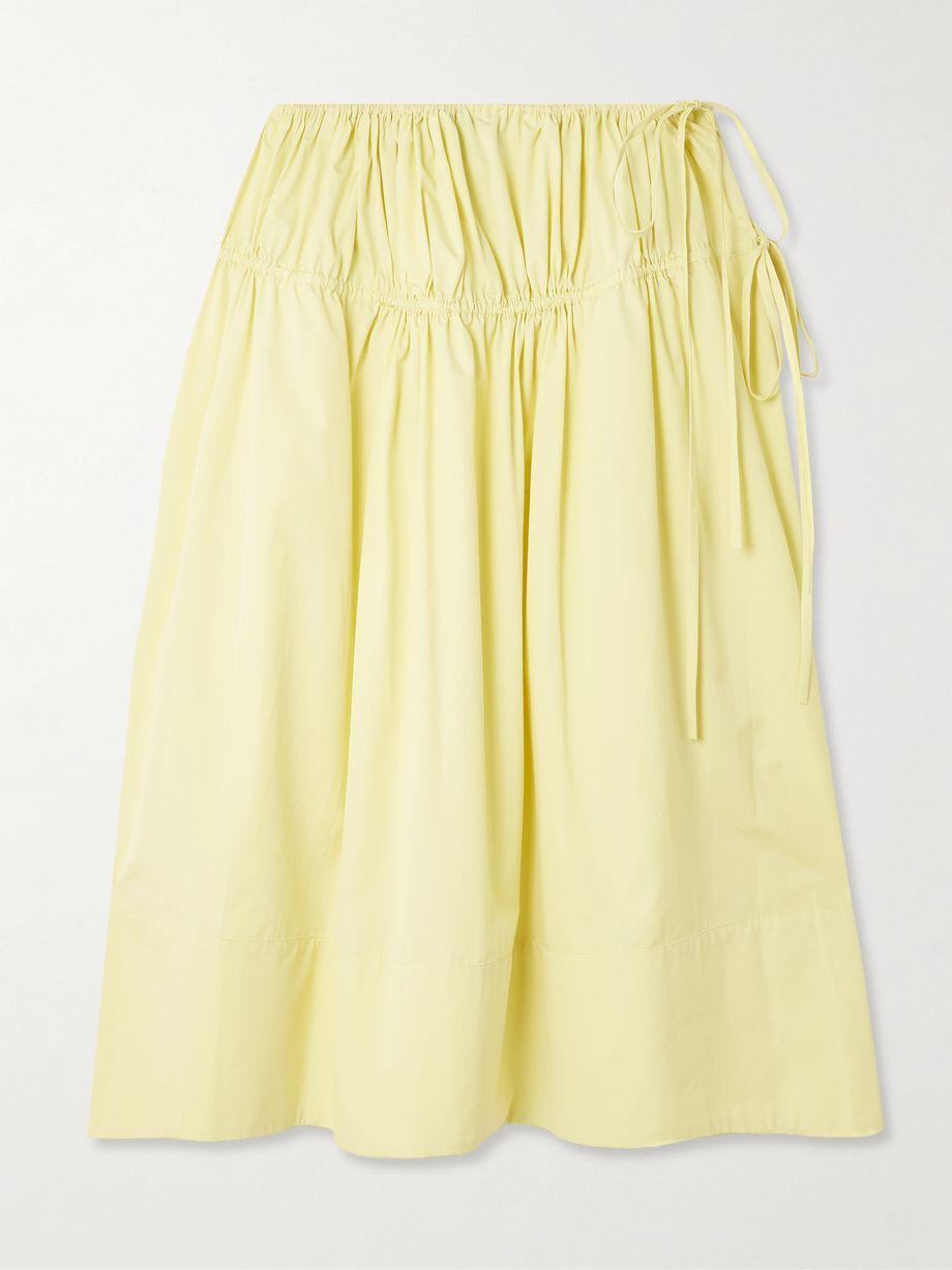 Eve tie-detailed cotton and silk-blend midi skirt by LIBEROWE