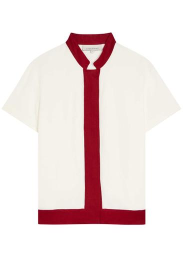 Hana contrasting-trim woven shirt by LIBEROWE