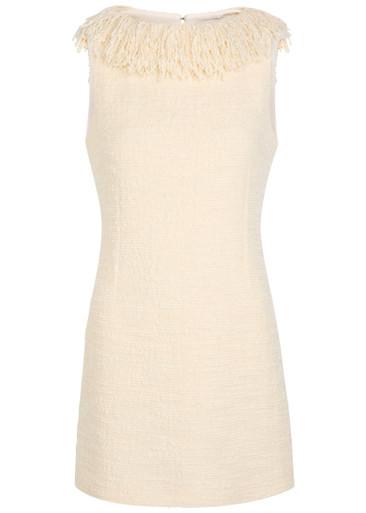 Soho fringed bouclé wool-blend mini dress by LIBEROWE