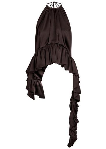 Tamara pleated asymmetric satin top by LIBEROWE