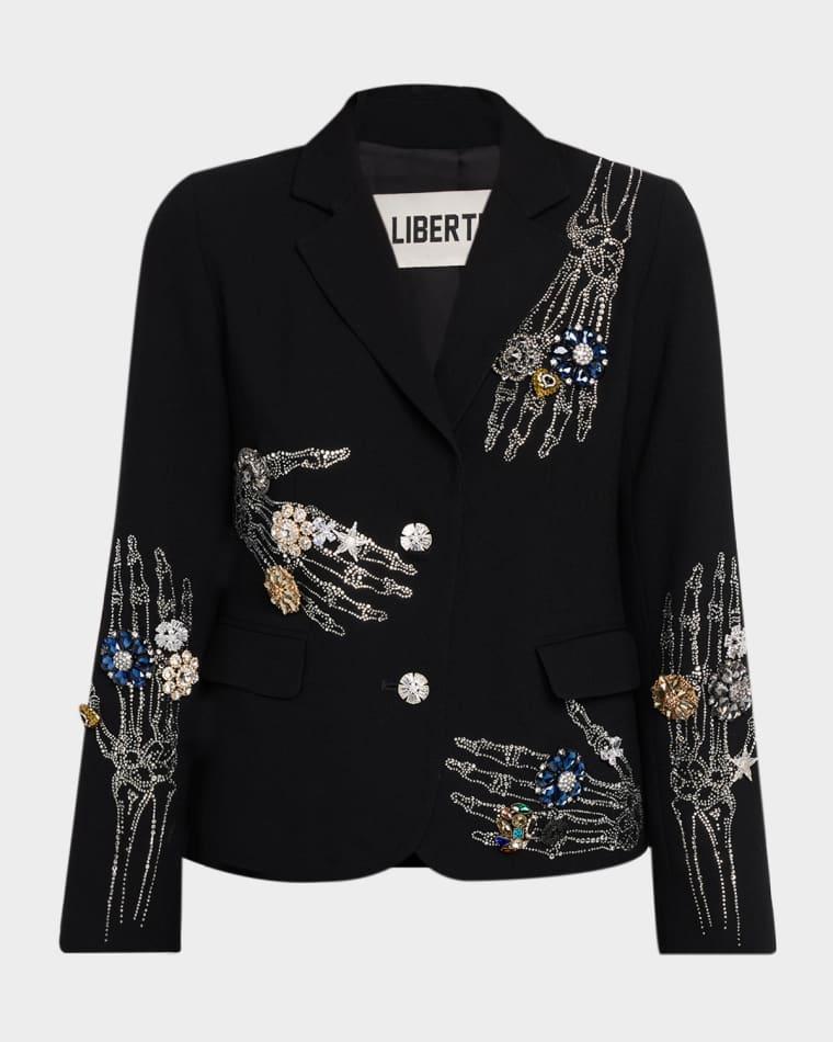 Buried Treasure Embellished Single-Breasted Short Blazer by LIBERTINE