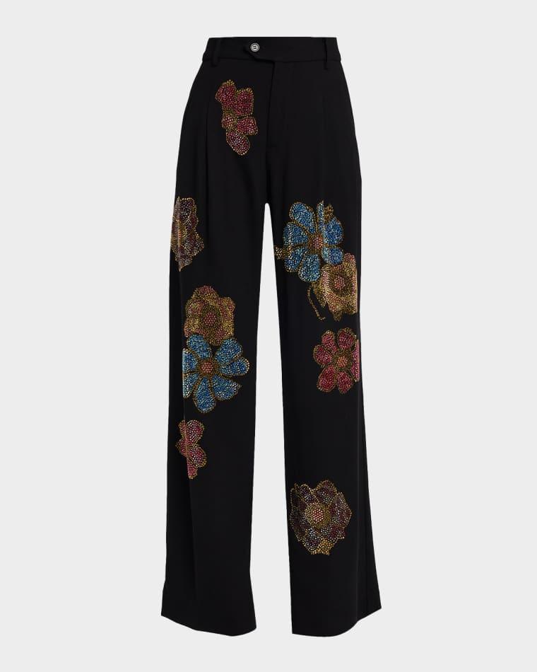Fleur D'Or Embellished Baggy Wide-Leg Trousers by LIBERTINE