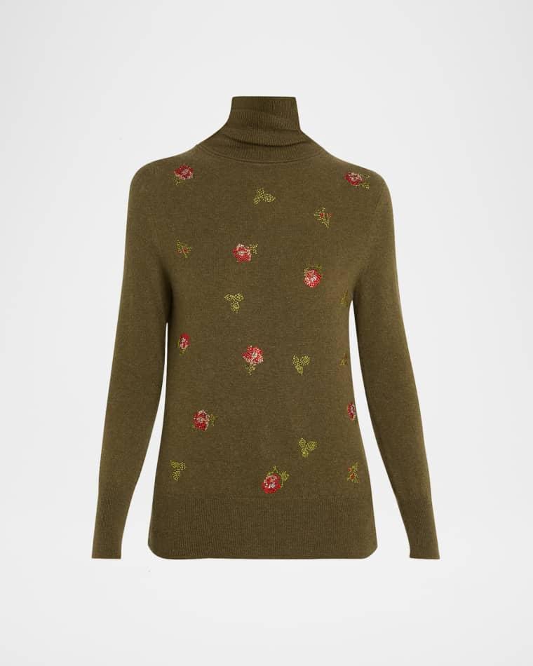 Florecita Embellished Cashmere Turtleneck Sweater by LIBERTINE