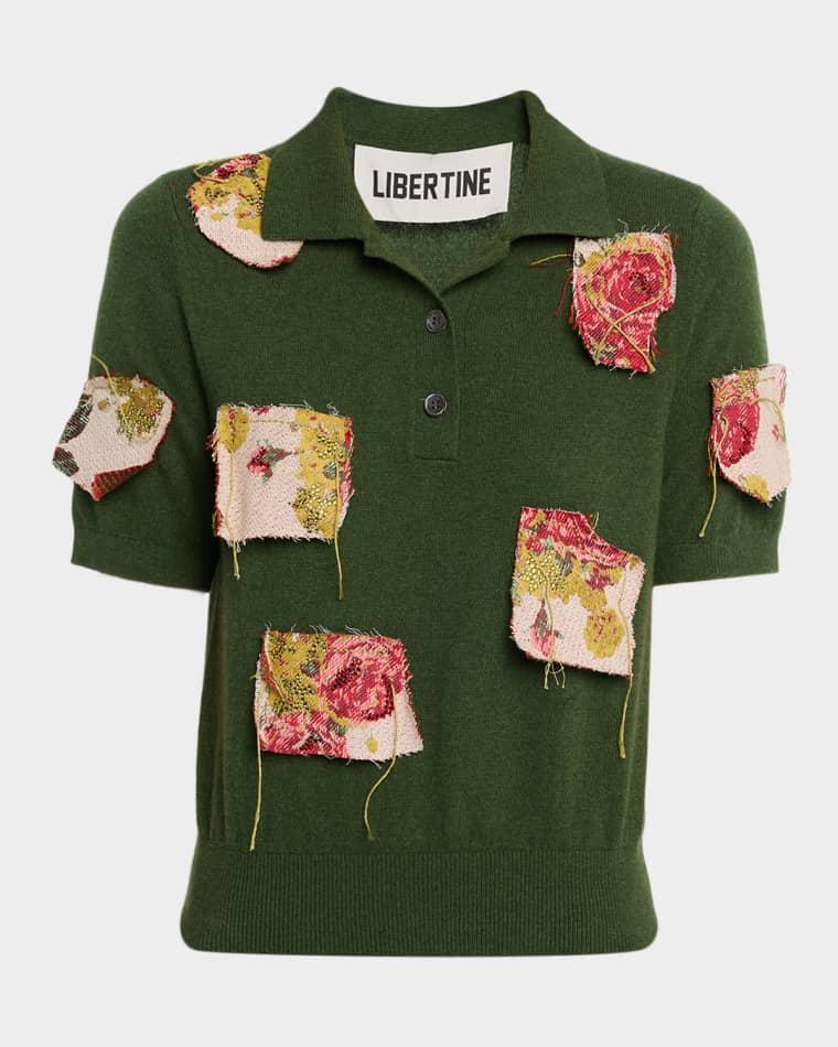 Lizzy Bennett Patched Cashmere Polo Sweater by LIBERTINE