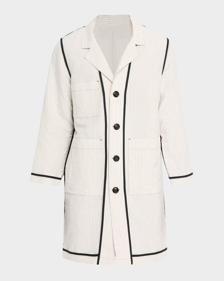 Men's Summer Pinstripe Inside-Out Lab Coat by LIBERTINE