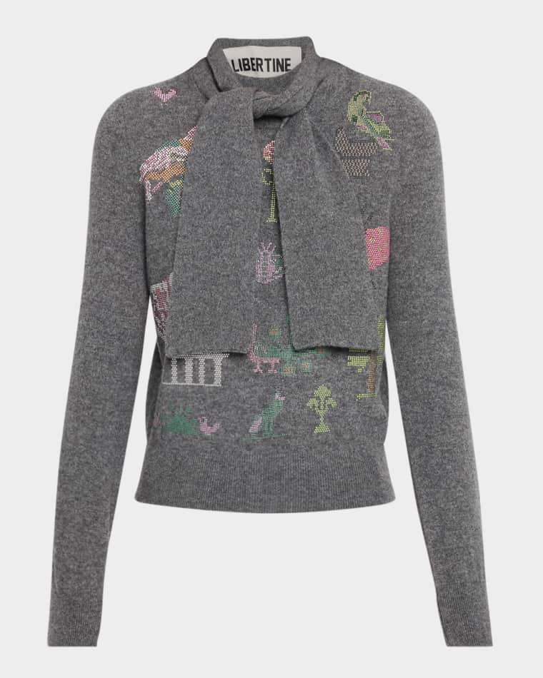 Needlepoint Multi Cashmere Scarf Sweater by LIBERTINE