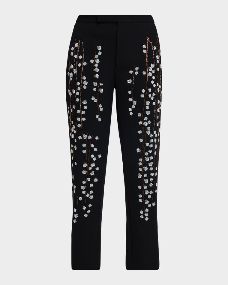 Sakura Embellished Narrow-Leg Crop Trousers by LIBERTINE