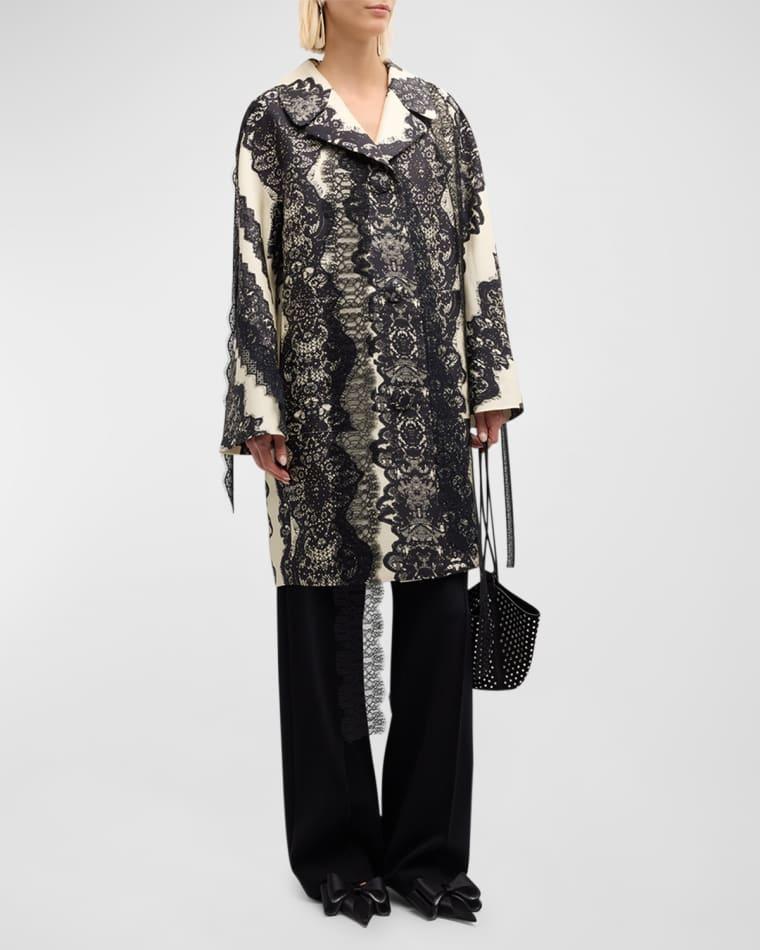 Venetian Lace-Trim Single-Breasted Coat by LIBERTINE