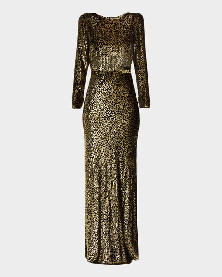 Vreeland Belted Leopard Gown by LIBERTINE