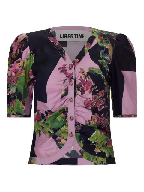 puff-sleeve floral-print blouse by LIBERTINE