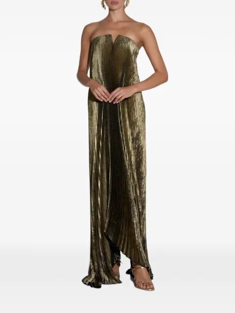 Black Tie pleated strapless maxi dress by L'IDEE