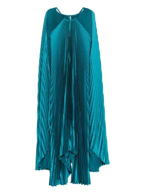 Boheme pleated cape gown by L'IDEE