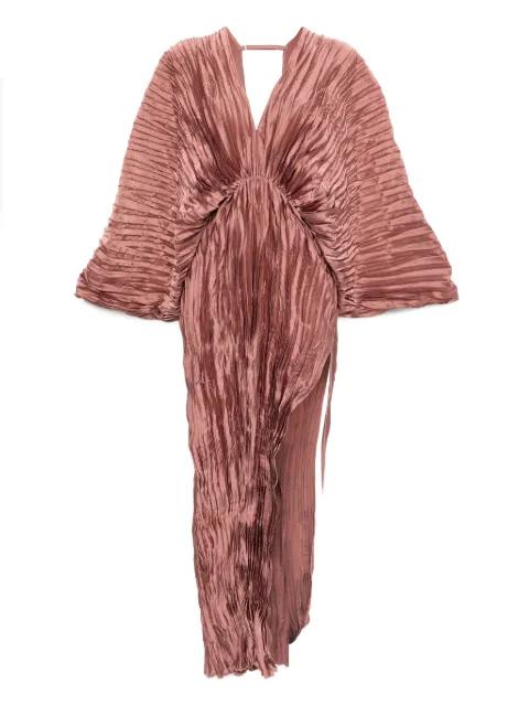 Deluxe pleated V-neck gown by L'IDEE