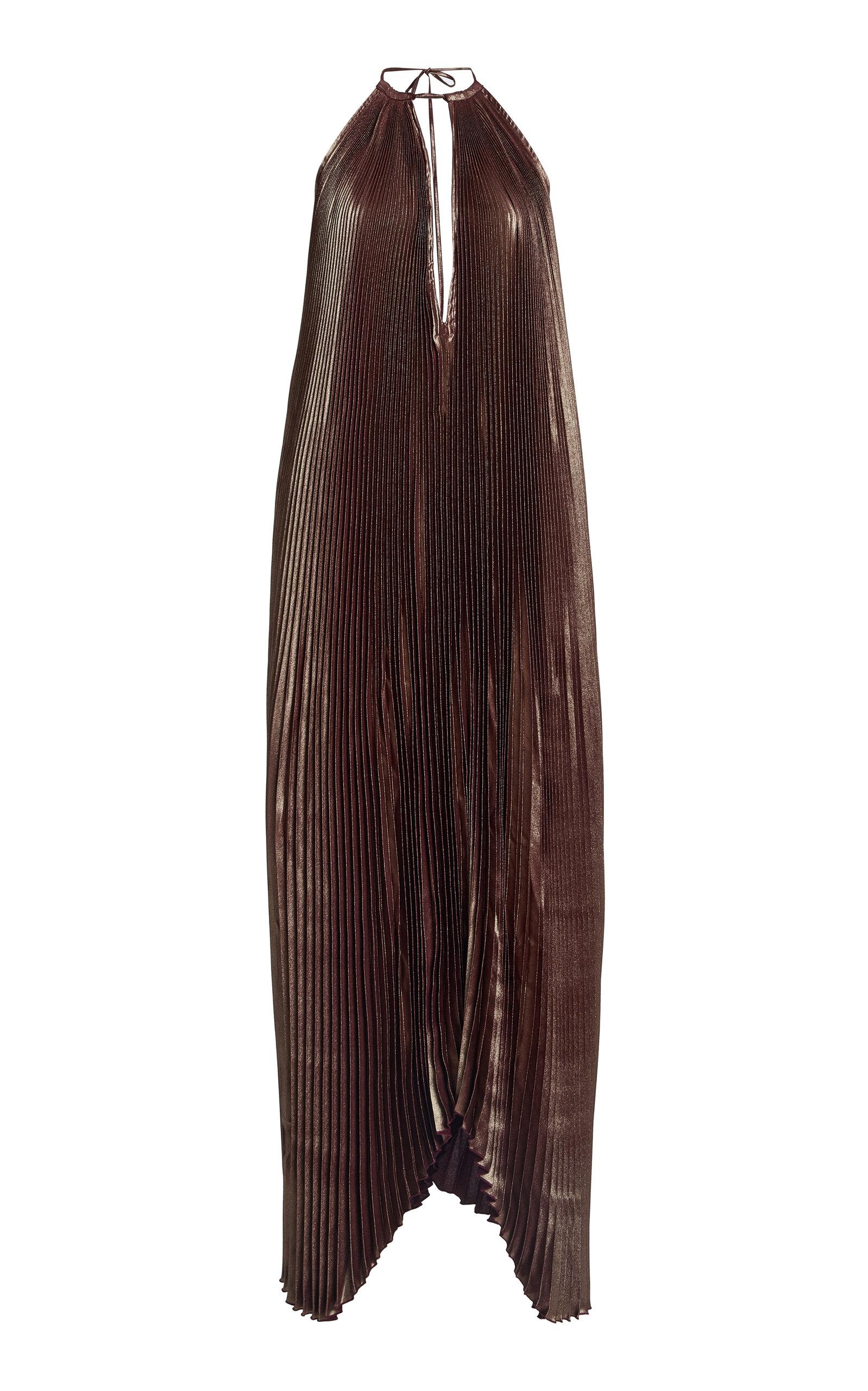 L'IDÉE Boheme Pleated Halter Gown - Moda Operandi by L'IDEE