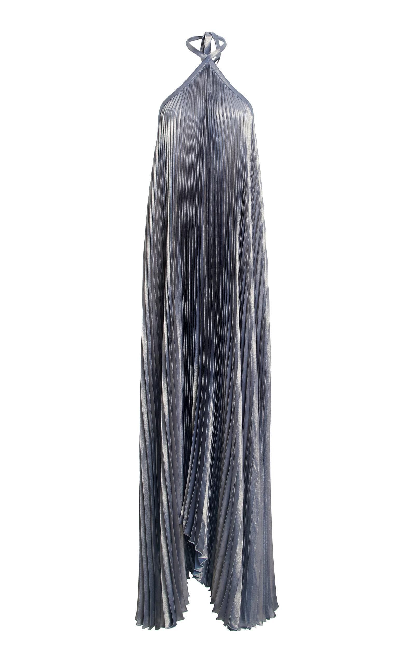 L'IDÉE Deesse Pleated Halter Gown - Moda Operandi by L'IDEE