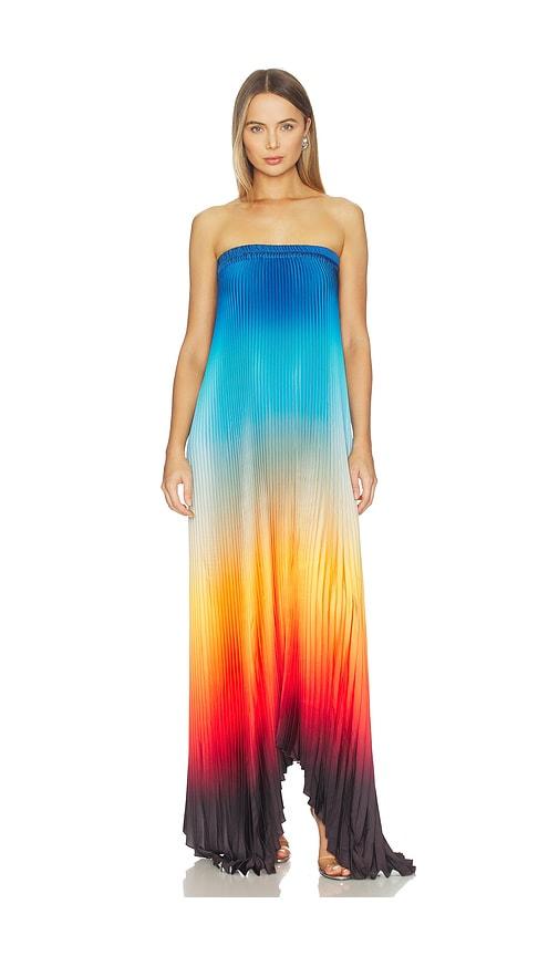 L'IDEE Bisous Strapless Gown in Blue, Orange by L'IDEE