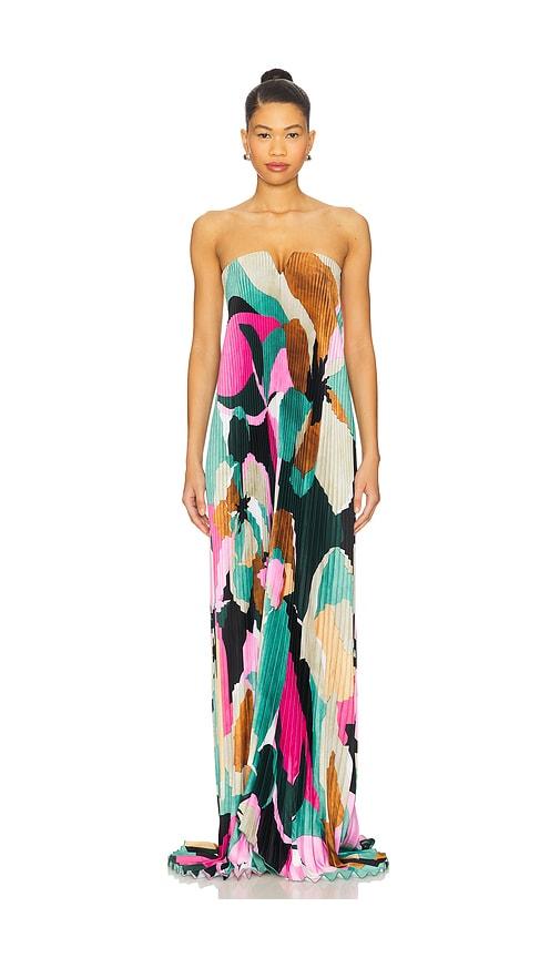 L'IDEE Black Tie Gown in Green,Pink by L'IDEE