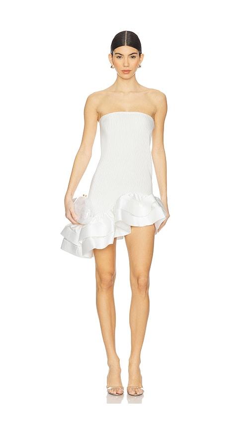 L'IDEE Volant Mini Dress in White by L'IDEE