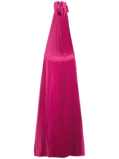 open-back pleated maxi dress by L'IDEE