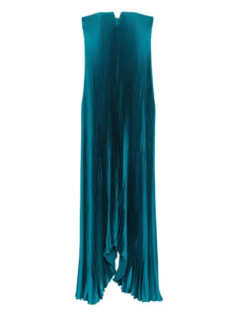 pleated strapless gown by L'IDEE