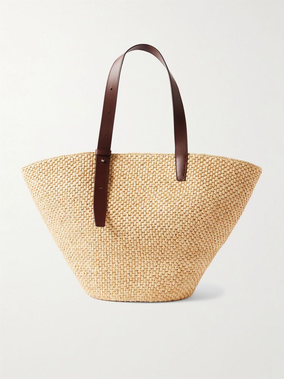 Bianca large leather-trimmed raffia tote by LIE STUDIO