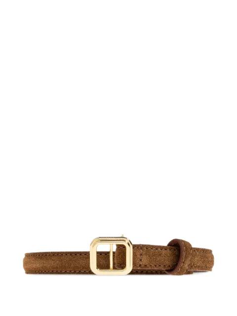 Georgia Slim calf suede buckle belt by LIE STUDIO