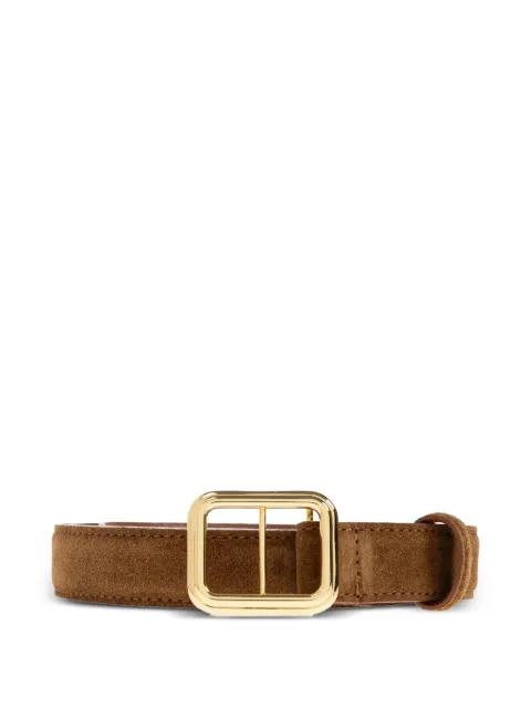 Georgia calf suede square buckle belt by LIE STUDIO