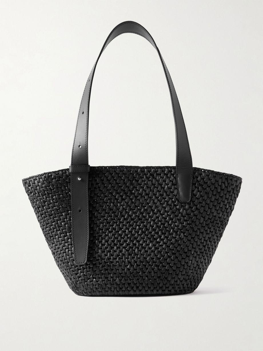 The Bianca small leather-trimmed raffia tote by LIE STUDIO