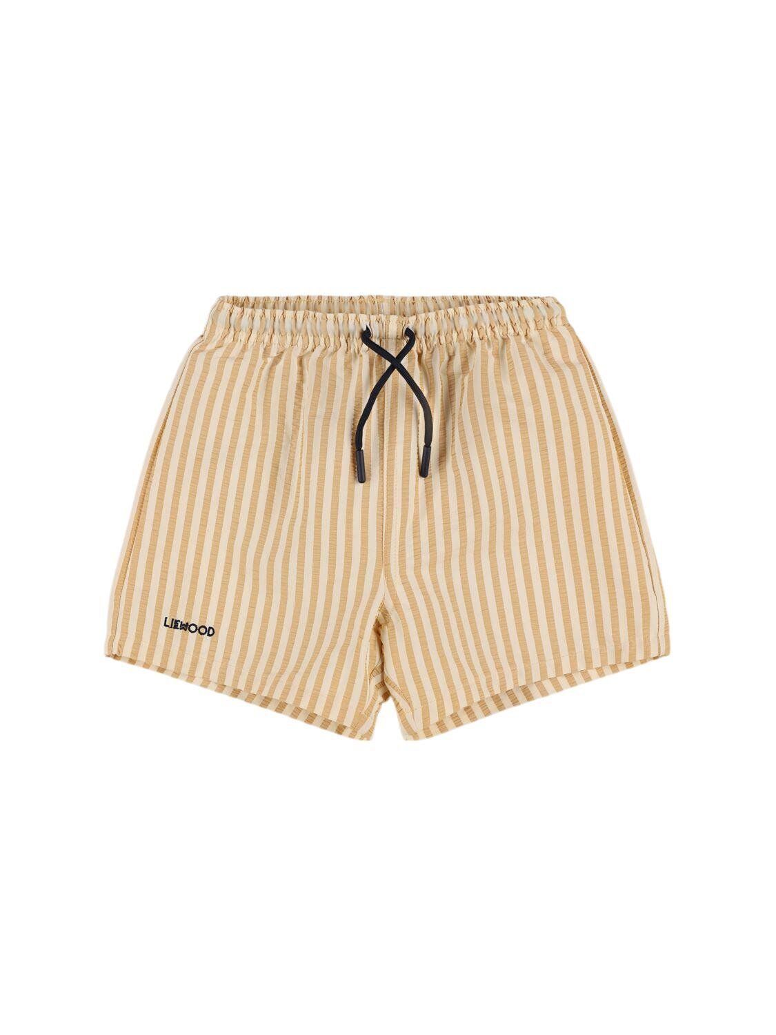 Striped Print Nylon Swim Shorts by LIEWOOD