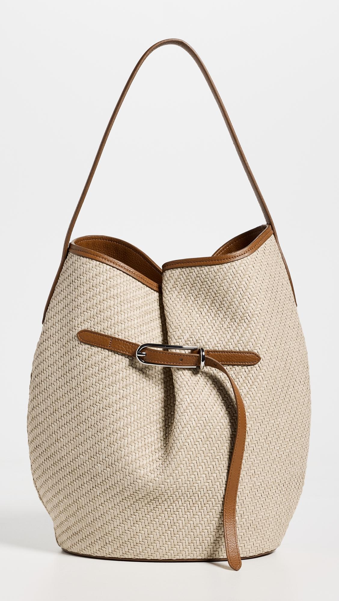 Belted Large Raffia Bucket Bag by LIFFNER