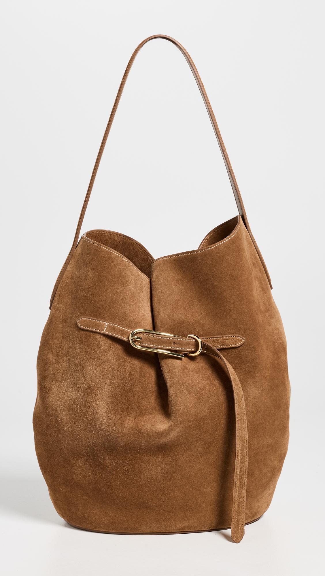 Belted Large Suede Bucket Bag by LIFFNER