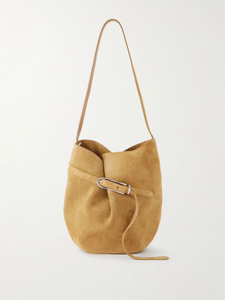 Belted suede bucket bag by LIFFNER